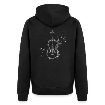 Violine - Unisex Premium Bio Zip Hoodie - Schwarz - Hinten - Nico (187cm)