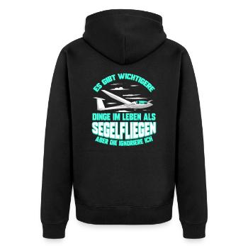 Segelfliegen Pilot Segelflugzeug Segelflieger - Unisex Premium Bio Zip Hoodie - Schwarz - Hinten - Nico (187cm)