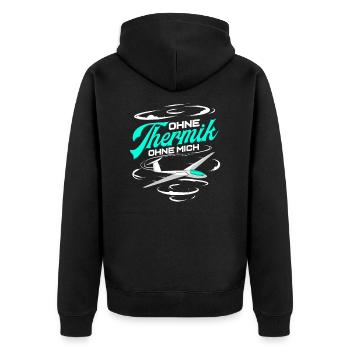 Segelfliegen Pilot Segelflugzeug Segelflieger - Unisex Premium Bio Zip Hoodie - Schwarz - Hinten - Nico (187cm)