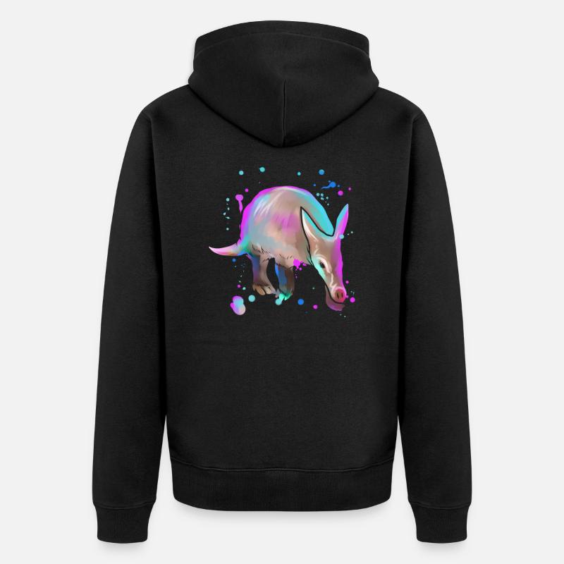 Erdferkel Aardvark Geschenk - Unisex Premium Bio Zip Hoodie - Schwarz