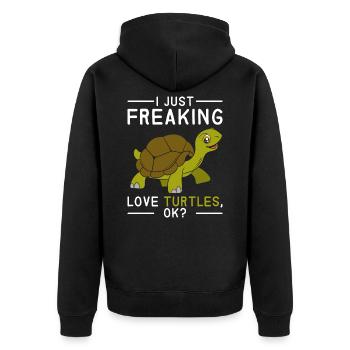 Schildkröte Kinder Tierliebhaber - Unisex Premium Bio Zip Hoodie - Schwarz - Hinten - Nico (187cm)