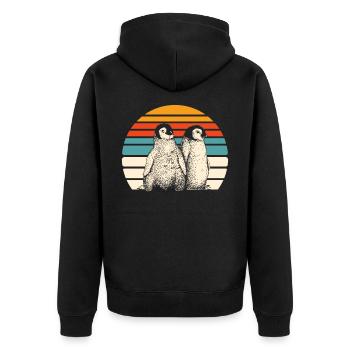 Pinguin Schnee - Unisex Premium Bio Zip Hoodie - Schwarz - Hinten - Nico (187cm)