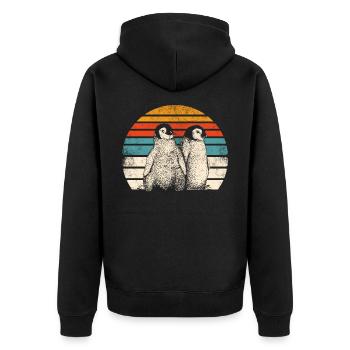 Pinguin - Unisex Premium Bio Zip Hoodie - Schwarz - Hinten - Nico (187cm)