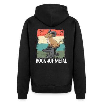 Bock Auf Metal Death Metal Heavy Metal Musik - Unisex Premium Bio Zip Hoodie - Schwarz - Hinten - Nico (187cm)