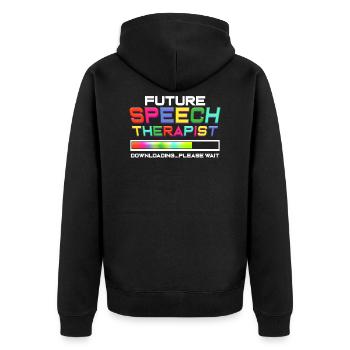 Speech therapist speech therapist - Unisex Premium Organic Zip Hoodie - black - Back - Nico (187cm)