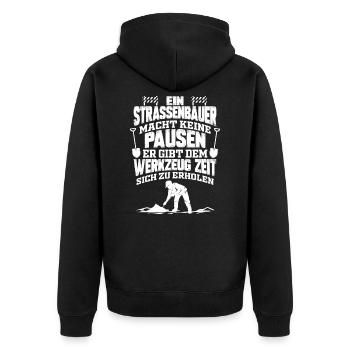Straßenbauer Straßenbau Bauarbeiter - Unisex Premium Bio Zip Hoodie - Schwarz - Hinten - Nico (187cm)