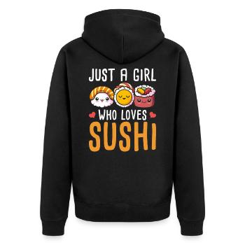 Fille de sushi kawaii - Veste à capuche bio Premium Unisexe - noir - Dos - Nico (187cm)
