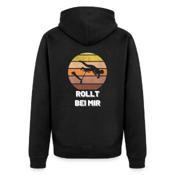 Scooter Tretroller Elektro Roller - Unisex Premium Bio Zip Hoodie - Schwarz - Hinten - Nico (187cm)