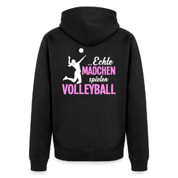 Cooles Frauen Volleyball Sport Geschenk - Unisex Premium Bio Zip Hoodie - Schwarz - Hinten - Nico (187cm)