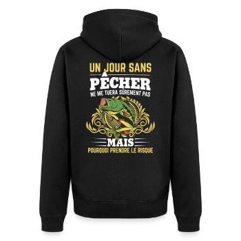 Un jour sans pêcher - Humour Pêcheur Cadeau - Veste à capuche bio Premium Unisexe - noir - Dos - Nico (187cm)