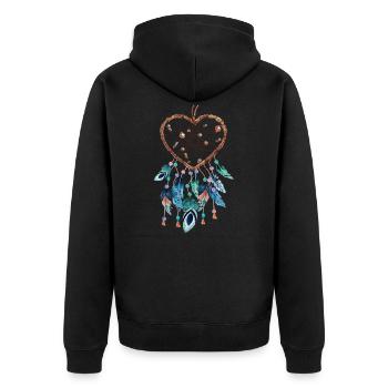 Coeur de capteur de rêves - Veste à capuche bio Premium Unisexe - noir - Dos - Nico (187cm)
