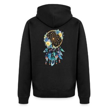 Dream catcher flowers Indians - Unisex Premium Organic Zip Hoodie - black - Back - Nico (187cm)