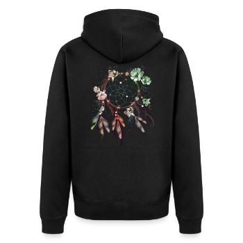 Traumfänger - Unisex Premium Bio Zip Hoodie - Schwarz - Hinten - Nico (187cm)