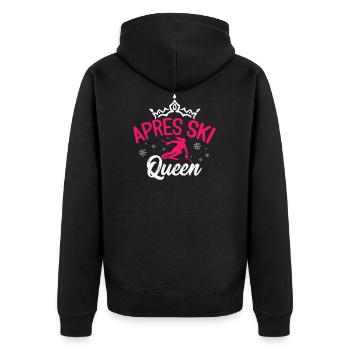 Apres Ski Queen Skihaserl Skifahren Geschenk - Unisex Premium Bio Zip Hoodie - Schwarz - Hinten - Nico (187cm)