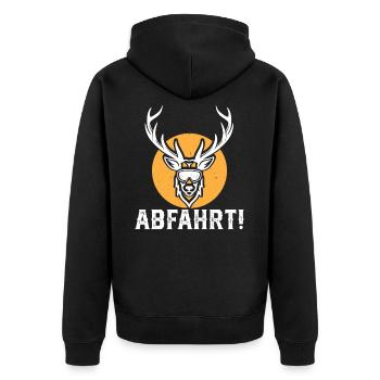 Abfahrt Hirsch Party Skiurlaub Geschenkidee Ski - Unisex Premium Bio Zip Hoodie - Schwarz - Hinten - Nico (187cm)