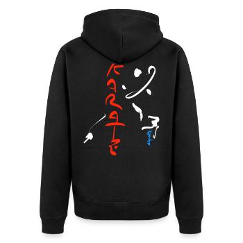 Karate - Unisex Premium Bio Zip Hoodie - Schwarz - Hinten - Nico (187cm)