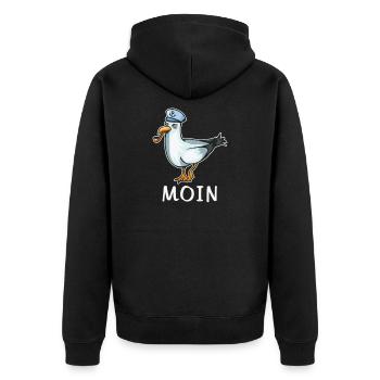 Cooles Moin Nordsee Plattdeutsch Geschenk - Unisex Premium Bio Zip Hoodie - Schwarz - Hinten - Nico (187cm)