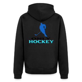 hockey - Unisex Premium Bio Zip Hoodie - Schwarz - Hinten - Nico (187cm)