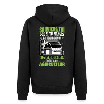 Agriculteur Agriculture Ferme Humour Cadeau - Veste à capuche bio Premium Unisexe - noir - Dos - Nico (187cm)