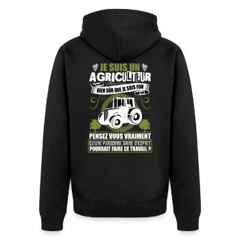 Agriculteur Agriculture Tracteur Humour Cadeau - Veste à capuche bio Premium Unisexe - noir - Dos - Nico (187cm)