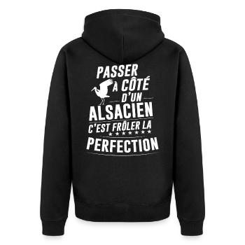 Alsace Alsacien Humour Parfait Idée Cadeau - Veste à capuche bio Premium Unisexe - noir - Dos - Nico (187cm)