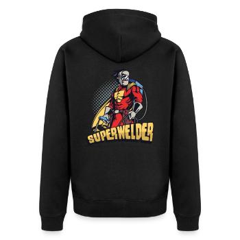 Superwelder - Metalworker Welder Locksmith - Unisex Premium Organic Zip Hoodie - black - Back - Nico (187cm)