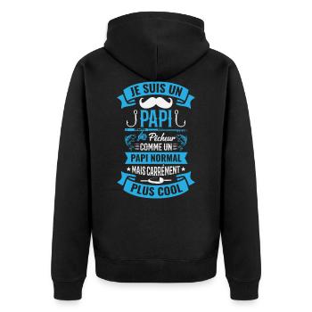 Papi Pêcheur Pêche Humour Cadeau Citation - Veste à capuche bio Premium Unisexe - noir - Dos - Nico (187cm)