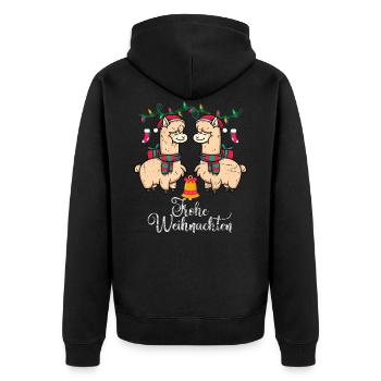 Weihnachten Lama - Unisex Premium Bio Zip Hoodie - Schwarz - Hinten - Nico (187cm)