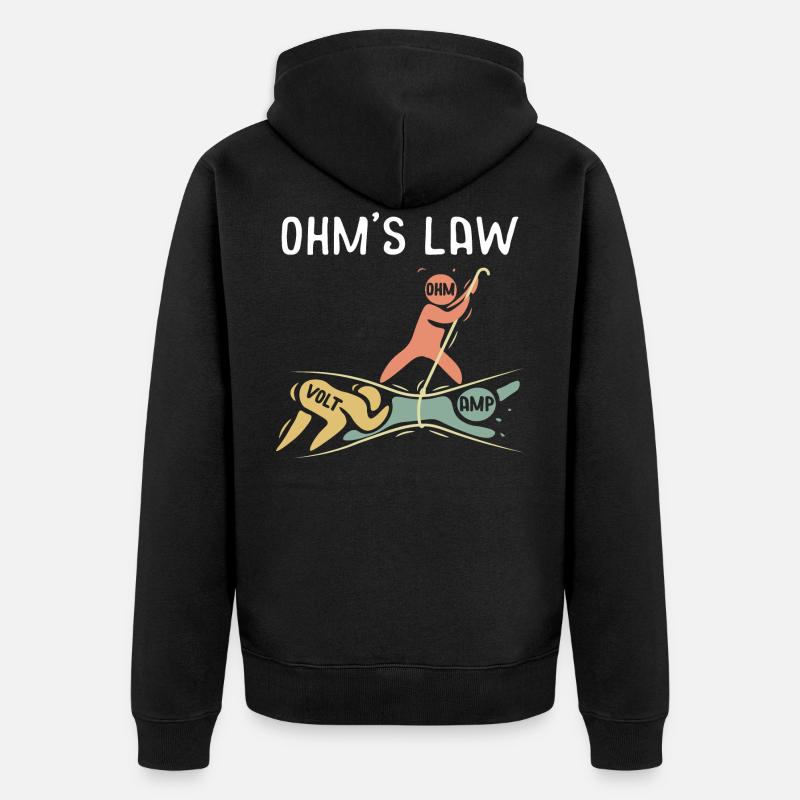 Ohm'sches Gesetz Elektrotechnik-Witz - Unisex Premium Bio Zip Hoodie - Schwarz