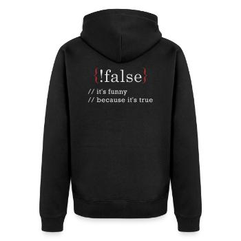 Programmierer & Informatiker Wortsiel - Unisex Premium Bio Zip Hoodie - Schwarz - Hinten - Nico (187cm)