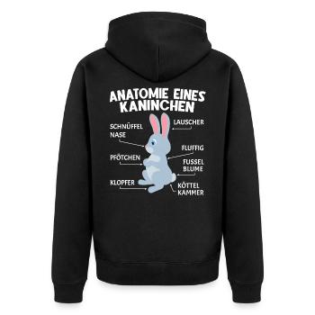 Anatomie Eines Hasen Zwergkaninchen Kaninchen - Unisex Premium Bio Zip Hoodie - Schwarz - Hinten - Nico (187cm)
