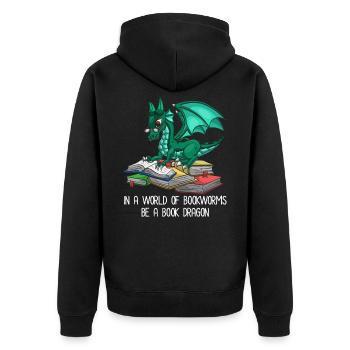Kite - Unisex Premium Organic Zip Hoodie - black - Back - Nico (187cm)