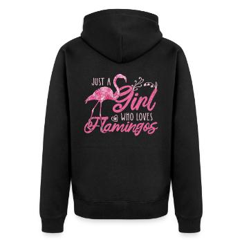 Flamingo girl pink - Unisex Premium Organic Zip Hoodie - black - Back - Nico (187cm)