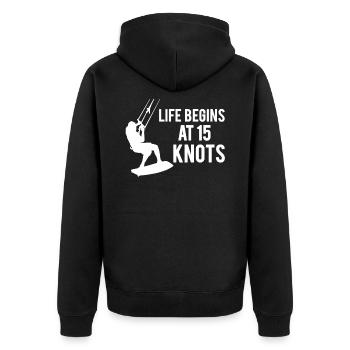 Cooler Kitesurfer Kiteboarding Geschenk Spruch - Unisex Premium Bio Zip Hoodie - Schwarz - Hinten - Nico (187cm)