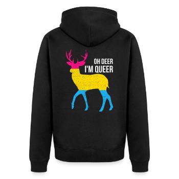 Pansexual Queer - Unisex Premium Organic Zip Hoodie - black - Back - Nico (187cm)