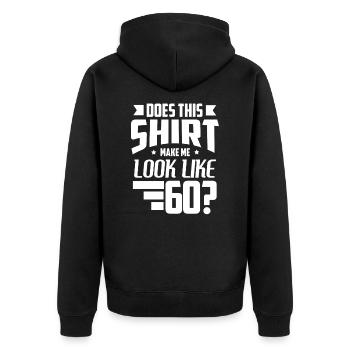 60e anniversaire - Veste à capuche bio Premium Unisexe - noir - Dos - Nico (187cm)