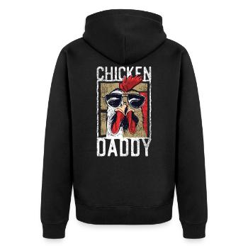 Chicken Daddy-lustiges Design für den Hahn im Korb - Unisex Premium Bio Zip Hoodie - Schwarz - Hinten - Nico (187cm)