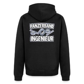 Panzerband Ingenieur Maschinenbauer Techniker - Unisex Premium Bio Zip Hoodie - Schwarz - Hinten - Nico (187cm)
