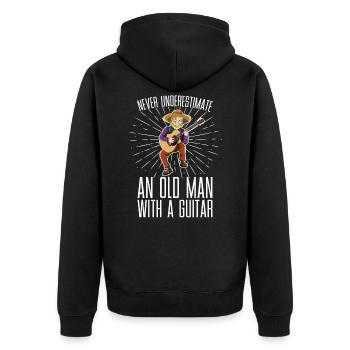 Guitare vieil homme retraité - Veste à capuche bio Premium Unisexe - noir - Dos - Nico (187cm)