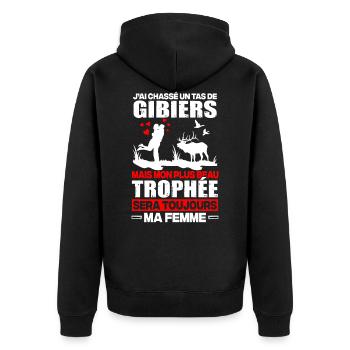 Chasseur Amour Couple Femme Chasse Trophée Cadeau - Veste à capuche bio Premium Unisexe - noir - Dos - Nico (187cm)