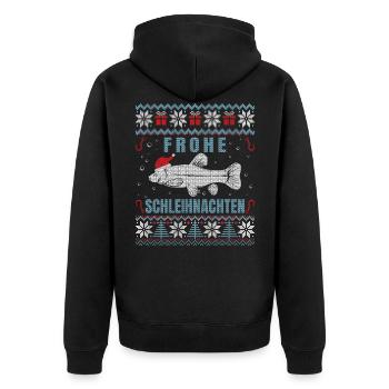 Frohe Schleihnachten Angler Fischer Weihnachten - Unisex Premium Bio Zip Hoodie - Schwarz - Hinten - Nico (187cm)