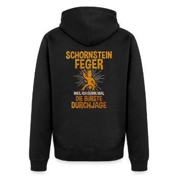 Schornsteinfeger - Unisex Premium Bio Zip Hoodie - Schwarz - Hinten - Nico (187cm)