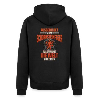 Schornsteinfeger - Unisex Premium Bio Zip Hoodie - Schwarz - Hinten - Nico (187cm)