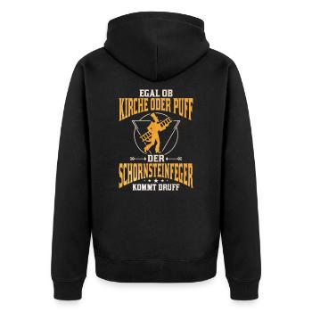 Schornsteinfeger - Unisex Premium Bio Zip Hoodie - Schwarz - Hinten - Nico (187cm)
