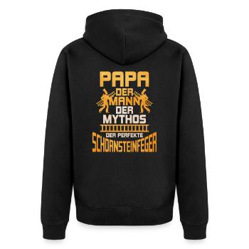 Schornsteinfeger - Unisex Premium Bio Zip Hoodie - Schwarz - Hinten - Nico (187cm)