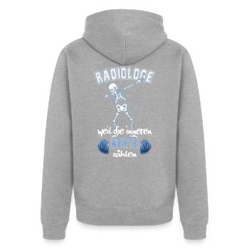Radiologe Radiologie - Unisex Premium Bio Zip Hoodie - Grau meliert - Hinten - Nico (187cm)