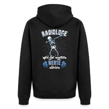 Radiologe Radiologie - Unisex Premium Bio Zip Hoodie - Schwarz - Hinten - Nico (187cm)