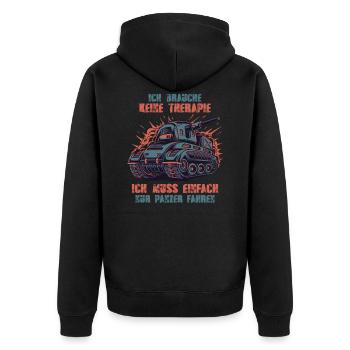 tank - Unisex Premium Organic Zip Hoodie - black - Back - Nico (187cm)