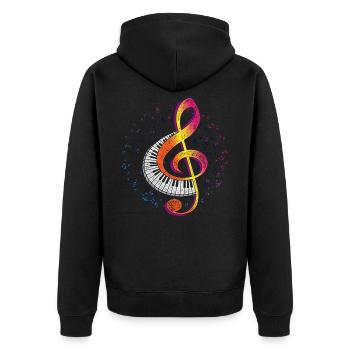 Piano melody - Unisex Premium Organic Zip Hoodie - black - Back - Nico (187cm)