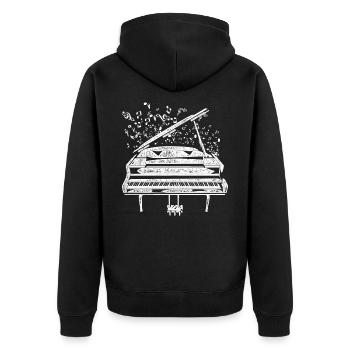 Klavier Instrument Musik - Unisex Premium Bio Zip Hoodie - Schwarz - Hinten - Nico (187cm)